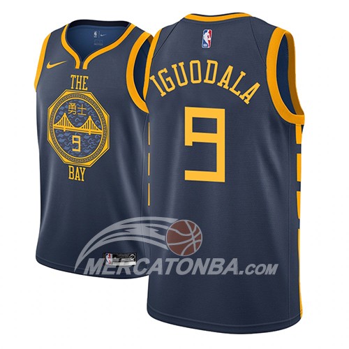 Maglia NBA Golden State Warriors Andre Iguodala Ciudad 2018-19 Blu